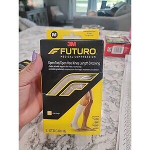 1 Futuro Open Toe Heel Knee Length Medical Compression Stocking Unisex Beige M